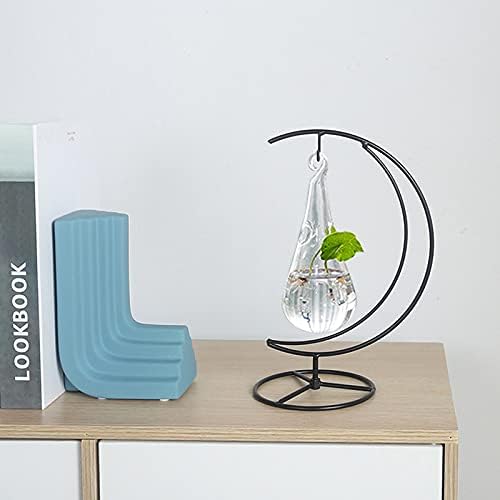 Ornament Display Stand Air Plant Stand Iron Hanging Stand Flower Pot Stand Rack Holder for Hanging Glass Globe Witch Ball Terrarium Christmas Ornament and Home Wedding Decoration(Black) (Moon)