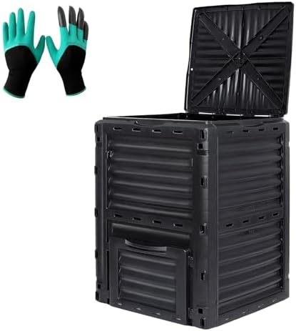 Compost Bin Outdoor, 80 Gallon Large Garden Composter, Black