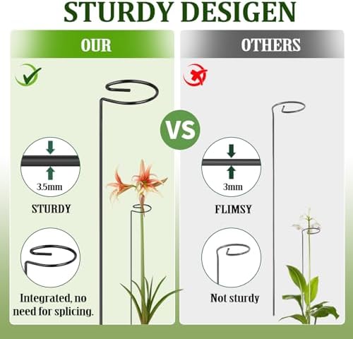 24 Inch 20 Packs Plant Stakes,Plant Supports for Outdoor Plants,Garden Single Stemmed Plant Support Stakes for Gardening,Flowers,Orchid,Peony Lily Rose