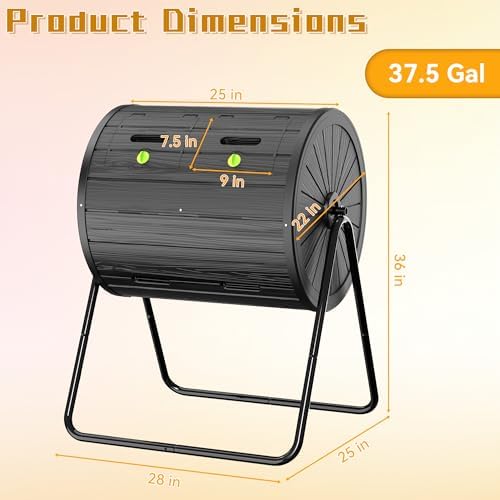 Compost Bin Outdoor 37.5 Gallon Black