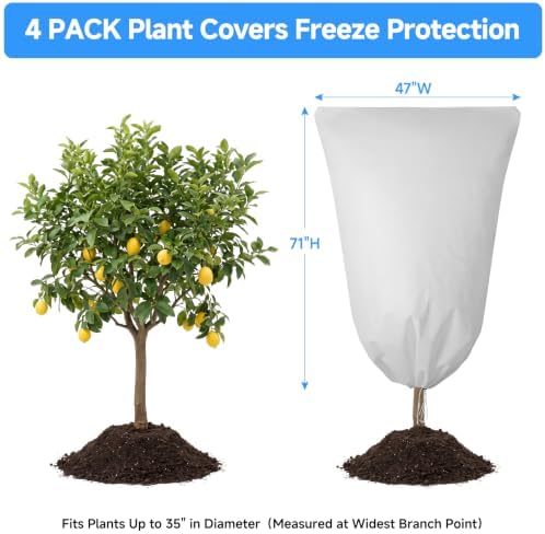 4 Pack Plant Covers Freeze Protection 47"W x 71"H