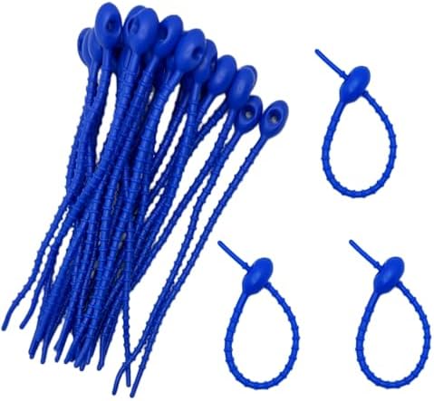 30pcs Silicone Self Locking Reusable Zip Ties for Fixing Bundling Organizing 4.7in Pastel Color Soft Cord Cable Strap Multi Purpose Twist Tie Clip for Garden Plant Home Kitchen Office (Navy Blue)