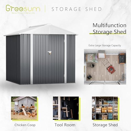 Greesum 6x4FT Outdoor Storage Shed, Gray