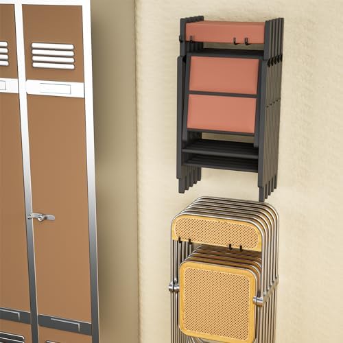 Folding Chair Storage Rack, Garden Tool & Foldable Chairs Organizer Hangers for Garage Organization, Lawn, Beach, Camping, Yard Chairs Hooks Wall Mount, Soild Metal Max Load 240 LBS - 2 Pack