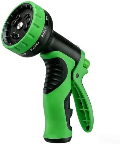Garden Hose Nozzle with 10 Spray Patterns – High Pressure Water Sprayer for Car Washing, Pet Bathing & Lawn Care with Lock Feature & Comfort Grip – Fits All 3/4" Standard Hoses Thread