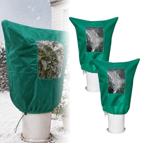 New Plant Frost Protection Covers with Viewing Window (Green * 23.6" W x 31.5" H)
