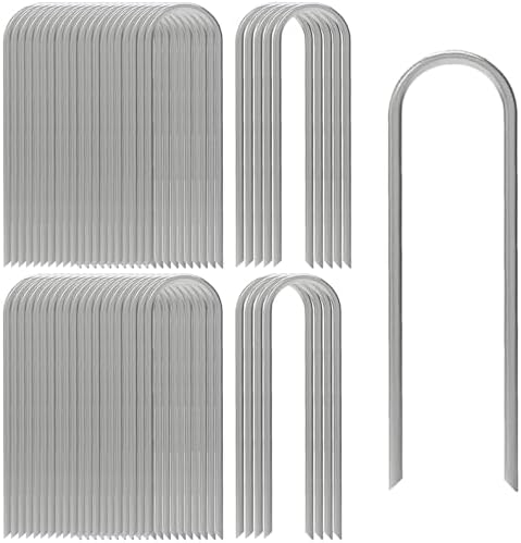 U Shaped Garden Stakes 12 Inch, Galvanized Landscape Staples for Tube