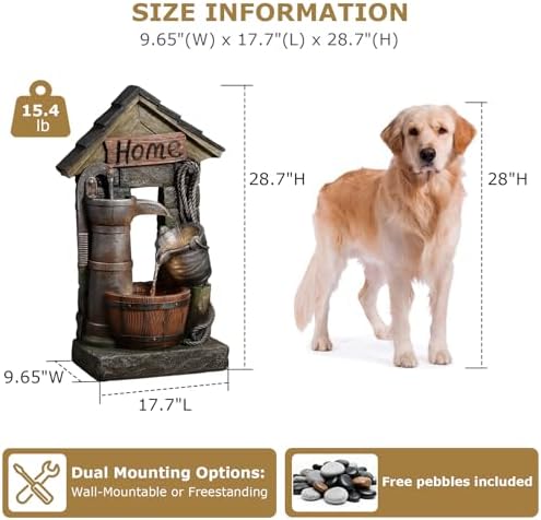 28.7" inch Outdoor 3-Tier Barrel Pump Water Fountain Cascading Fountain Outside for Garden, Patio, Yard, Porch & Home Décor/Two Placement Options