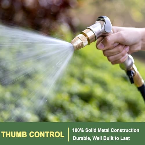 FANHAO 100% Metal Thumb Control Adjustable Hose Nozzle, High Pressure