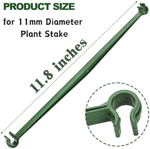 Coloch 100 Pcs Plant Stake Arms for Tomato Cage, 11.8” Expandable Plant Supports Trellis Connector with 2 Buckles for 11mm Diameter Plant Stake, for Climbing Plants, Tomato, Vegetable, Indoor&Outdoor