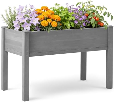 Raised Garden Bed with Legs, 48×24×30 Cedar Wood Elevated Planter Box