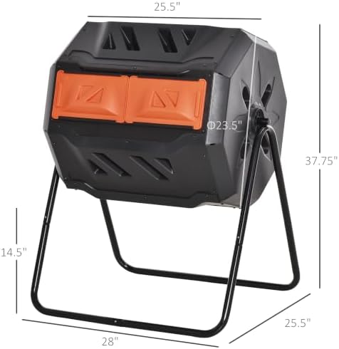160L Dual Chamber Rotating Composter 360° Tumbler Orange