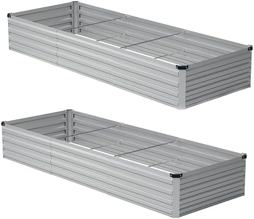 zunatu 10x2x1ft(2 Pack) Galvanized Raised Garden Bed