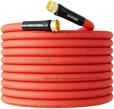 SPECILITE 5/8" x 75FT Hot/Cold Rubber Garden Water Hose, -50℉-190℉, Red