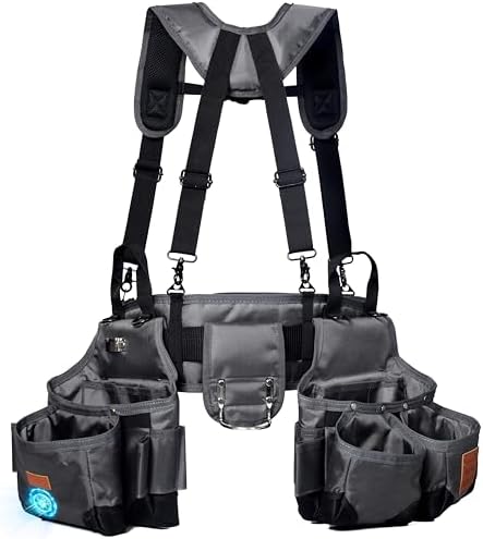 Tool belt,Tool Belts for Men with Suspenders and Magnetic Tool Pouch.Heavy Duty Carpenter/Construction Tool Belt.