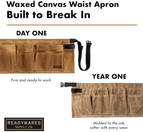 Readywares Waist Tool Apron - Carpenter Waxed Canvas Utility Apron Belt