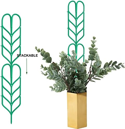 Garden Trellis for Climbing Plants 6 PCS Plastic Indoor Trellis for Potted Plants Green Stackable Mini Climbing Plant Stupport DIY Flower Pot Support for Pea Vegetable Clematis (6 Packs)