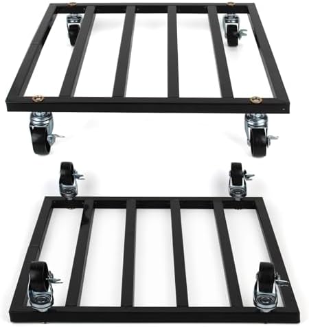 2 Pack Square Plant Caddy with Wheels 12 Inch Heavy Duty Metal Rolling Plant Stand Plant Saucer with Lockable 360° Casters, Planter Dolly Pot Mover Holds 220LBS,Includes 3pcs Garden Tool Set