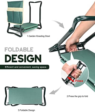 KVR Garden Bench for Kneeling and Sitting Foldable Garden Kneeler and Seat Heavy Duty, Gardener Gifts Ideas for Women Mom Grandma