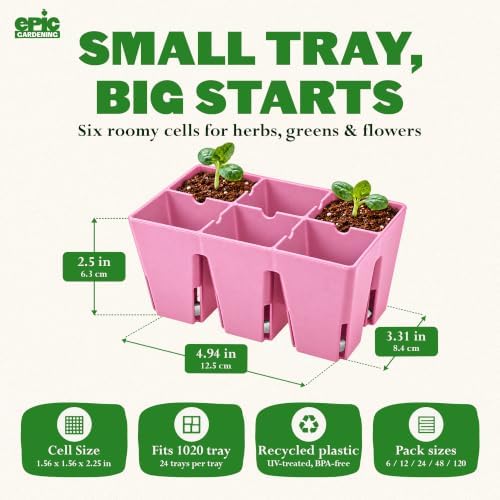 6-Cell Seed Starter Tray - 24 Trays - Pink