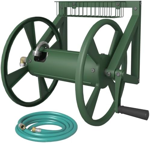 Triangle Wall Mounted Garden Hose Reel Outdoor Hose Holder Green
