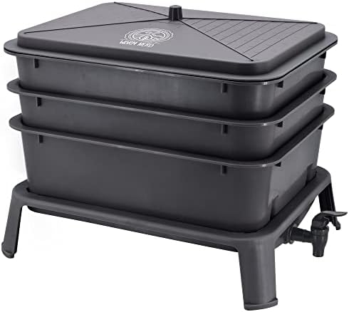 WN40 4-Tray Worm Composting Bin Kit with Coco Coir for Recycling Food Waste, Worm Castings, Worm Tea, Vermiculture and Vermicomposting