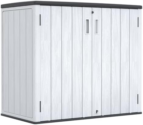 ZZM 37 Cu.ft Outdoor Storage Cabinet with One Tool Kit, Horizontal Storage Shed for Garage, Garbage Cans, Garden Accessories