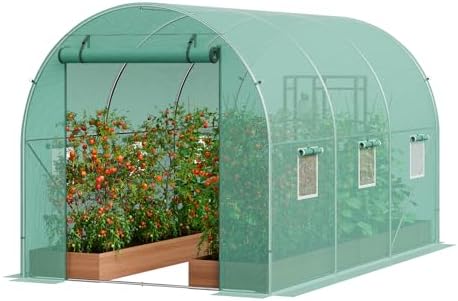 VEVOR Walk In Tunnel Greenhouse 9.6 x 6.4 x 6.2 ft Galvanized Steel Frame