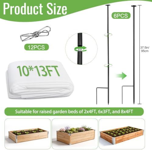 10x13FT Plant Freeze Protection Kit with Stakes for Garden Raised Beds