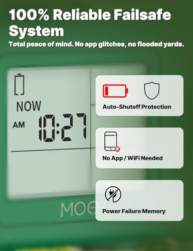 MOES 3 Zone Water Timer, Brass Fittings, Sequential Watering, No Wi-Fi