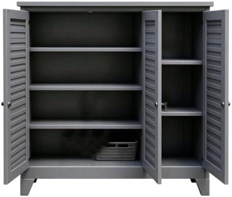 Outdoor Storage Shed with Lockable Doors, Large Tool Storage Shed, Gray