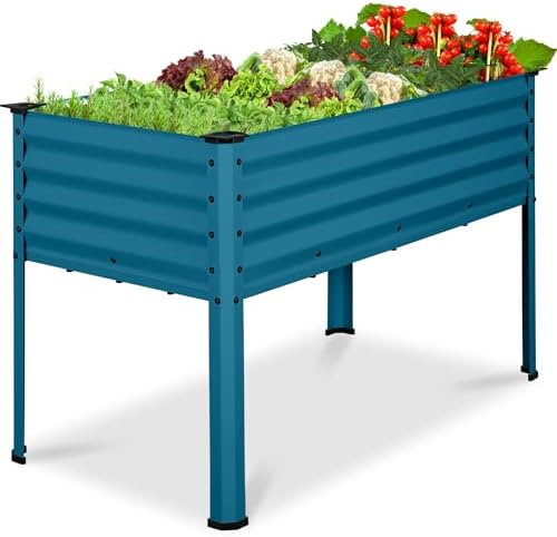 Best Choice Products 48x24x30in Galvanized Raised Garden Bed, Metal Elevated Planter Box, Vegetable Garden for Backyard, Patio, Balcony, 100% Non Toxic Materials - Peacock Blue
