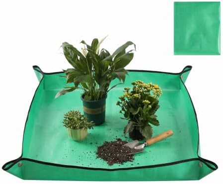 Waterproof Gardening Repotting Mat, Foldable Transplanting Tarp with Snap-Up Corners - Indoor & Outdoor Plant Potting Mat for Succulents, Gardening Tools, and Soil Mess Control
