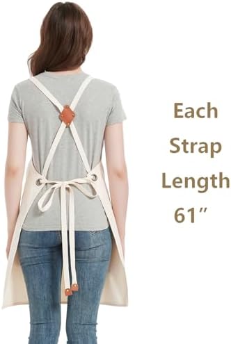 AFUN Aprons for Women Men with Large Pockets, 12-Ounce Cotton Canvas Cross Back Apron