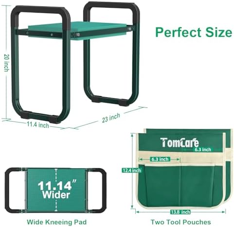 TomCare Garden Kneeler and Seat, 11.14" Kneeling Pad Sturdy Garden Bench