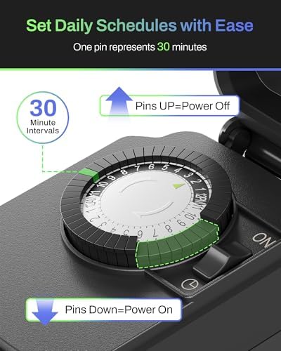 BN-LINK Outdoor 24-Hour Mechanical Timer Outlet, 1 Grounded Outlet