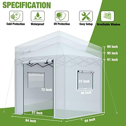 WORKPRO 94”x 94”x 99” Pop-up Greenhouse for Outdoors