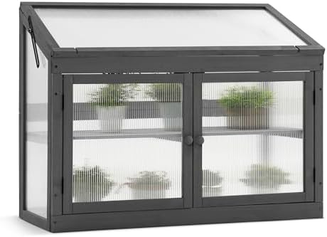 MCombo Wooden Cold Frame Garden Greenhouse Flower Planter 0160 (Dark Grey)