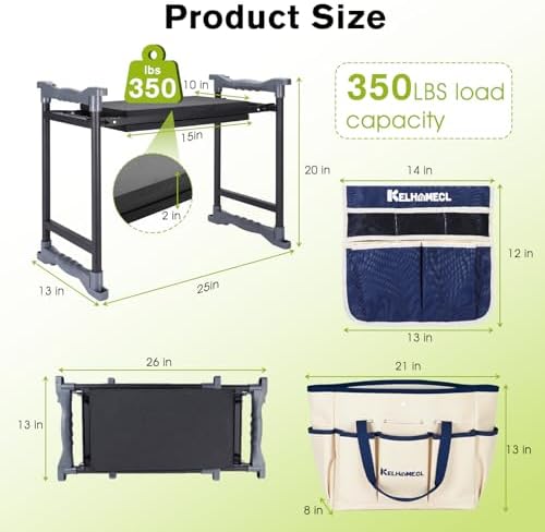 Garden Kneeler and Seat with Umbrella,Heavy Duty Gardening Bench and Stool