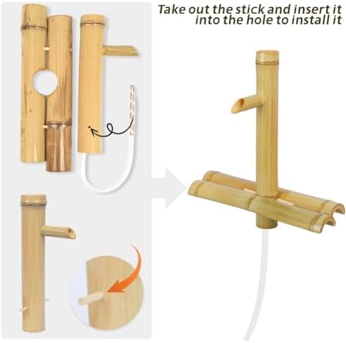 Bamboo Water Fountain Without Pump,Water Fountain Outdoor Indoor,Zen Garden Decor for Desk Patio Yard,12 Inch