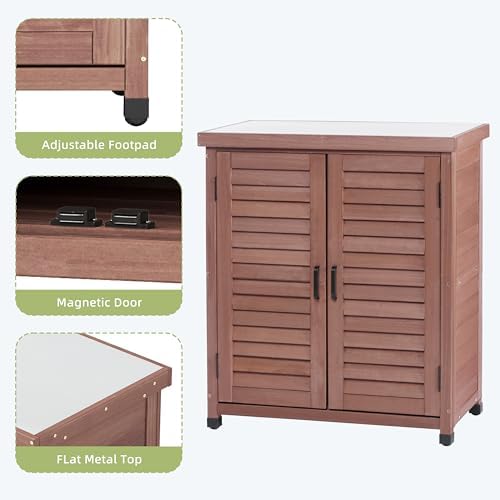 Outdoor Wooden Storage Cabinet Furniture Waterproof Tool Shed with Potting Benches Work Station Table for Garden Patio