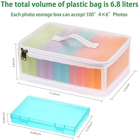 Gbivbe Photo Storage Bag 4x6, 10 Inner Large Photo Storage Box Photo Cases Store up to 1000 Photos, Photo Organizer Cards Craft Keeper with Handle for Photo Puzzles Cards Seed Packets, 5 Colors
