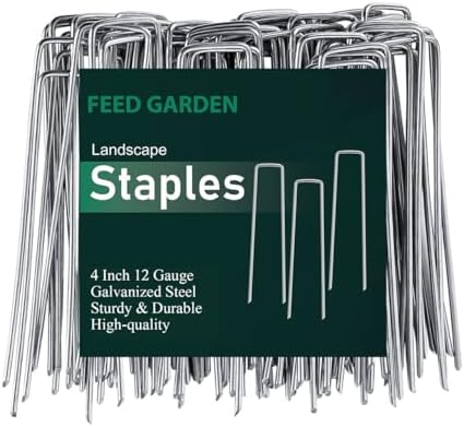 4 Inch Galvanized Landscape Staples, 12 Gauge Anti-Rust Garden Stakes, Weed Barrier Stakes 500 Pack