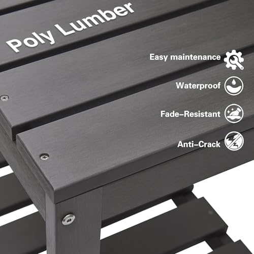 Outdoor Potting Bench, HDPE Patio Potting Table for Porch, Gray