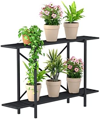 Zhongma 2 Tier Window Height Metal Plant Stand Indoor L45.67 easy assembly