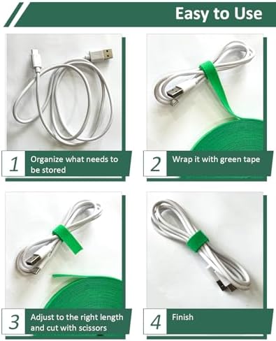 Plant Ties Garden Tape, Reusable Adjustable Plant Clips for Climbing Plants, Green Nylon Self Adhesive Plant Twist Tie Strap to Support Gardening Plants (65.6 FT)