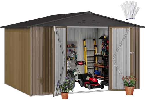 DWVO 10x8FT Large Outdoor Storage Shed with Lockable Doors & Ventilation