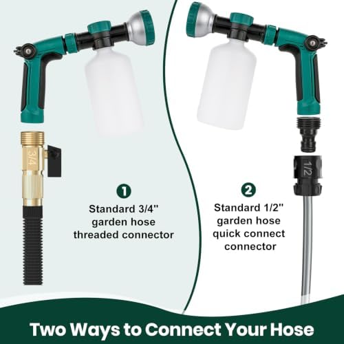 VENETIO 8-Dial Hose-End Sprayer with Quick Connector for Liquid Fertilizer | Lawn and Garden Nozzle Spreader for Uniform Fertilizing, Pet Washing and Outdoor House Cleaning, 34oz Dispenser Bottle