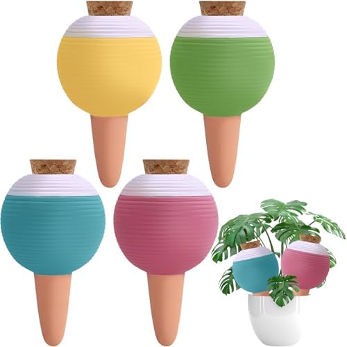 4PCS Plant Watering Globes, Large Terracotta Automatic Watering Stake