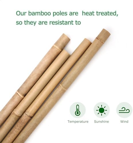 Bamboo Stakes 8 Feet, 1in Dia. Garden Stakes,10 Pack Bamboo Poles